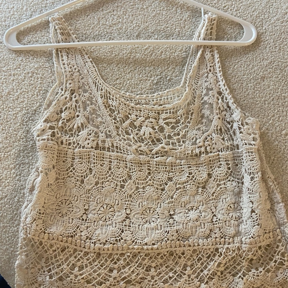 Music Festival Lace Cream Top